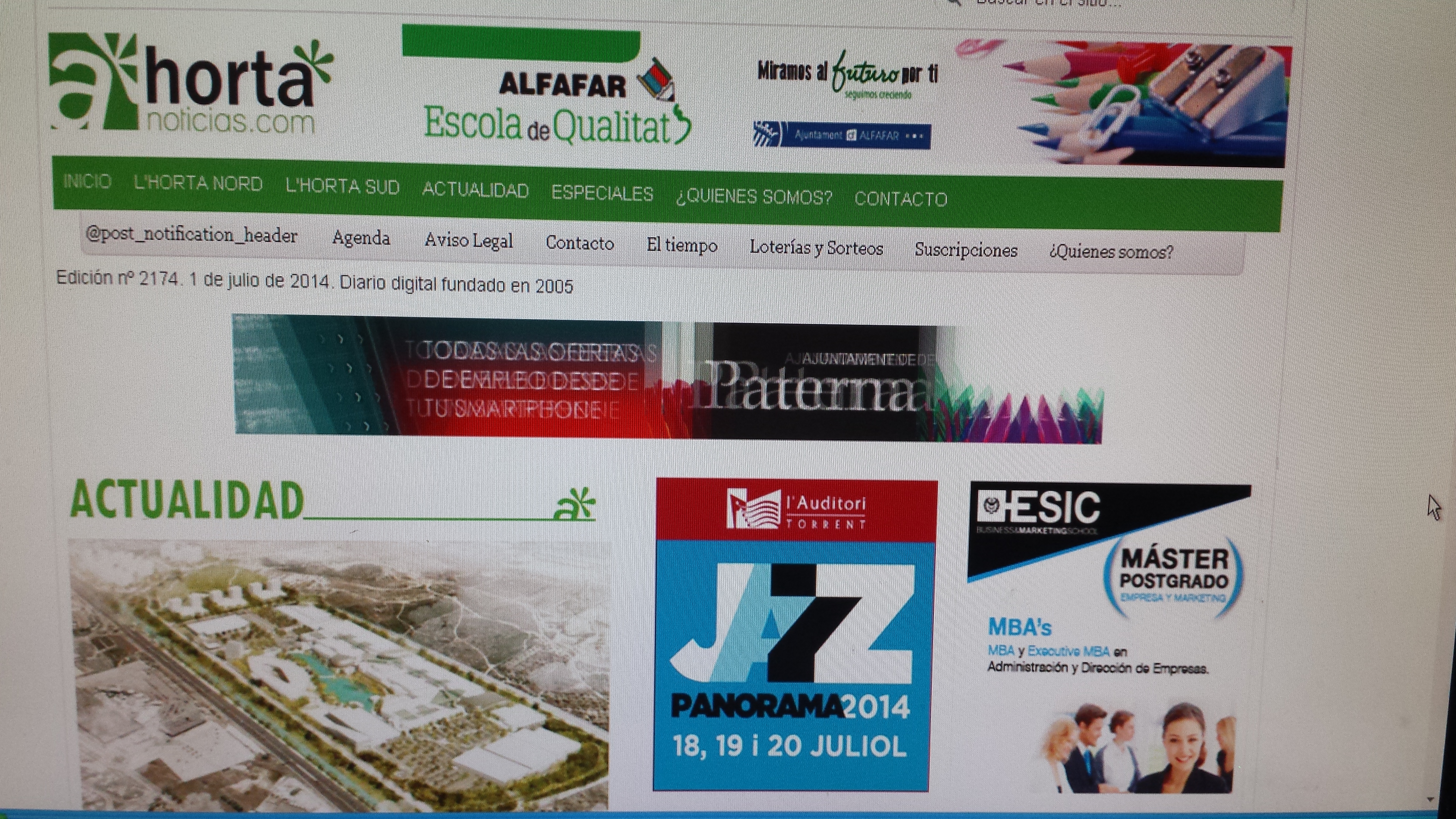 cabecera de la web de Horta Noticias Captura de la web de Horta Noticias, cumple 9 años